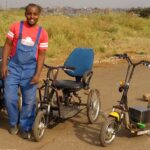 Lincoln Wamae builds electric wheelchairs from junkyard material