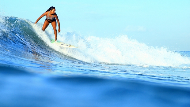 Imani Wilmot teaches girls in Jamaica how to surf