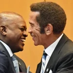 Ian Khama (R) and his protégé Mokgweetsi Masisi (L) in happier times