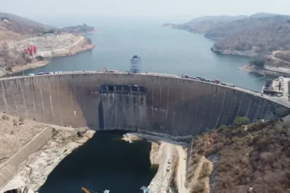 An aerial view of the Kariba Dam