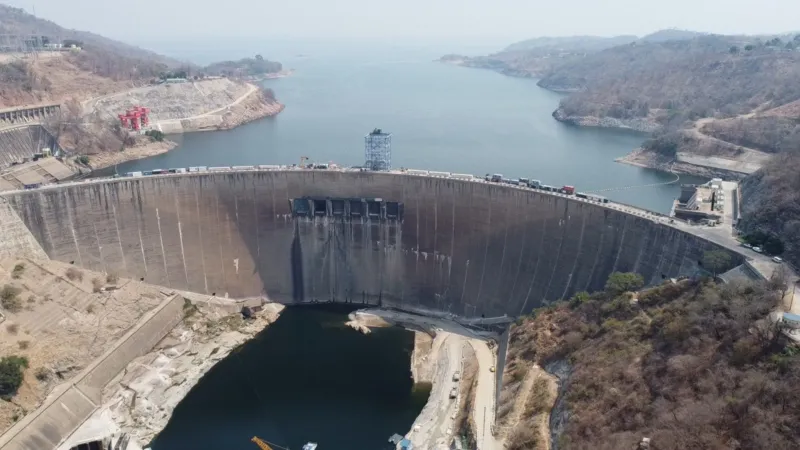 An aerial view of the Kariba Dam