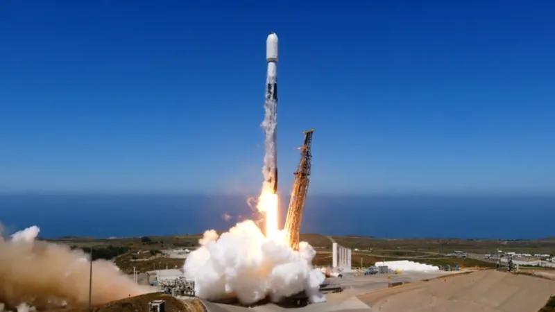 A satellite being launched into space