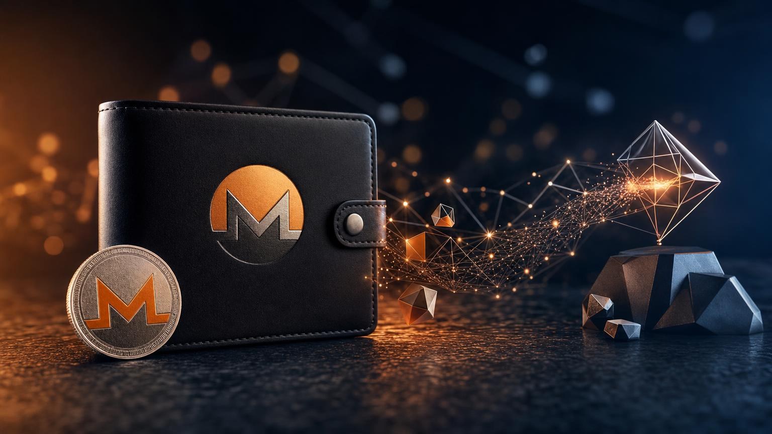 A Monero wallet send screen beside a carefully checked XMR deposit address, amount, exchange order, and transaction record